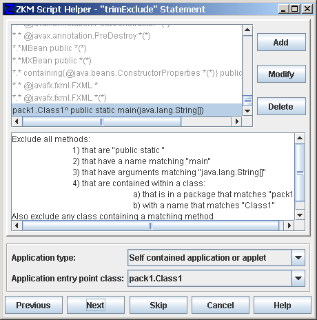 ZKM Script Helper - trimExclude statement
