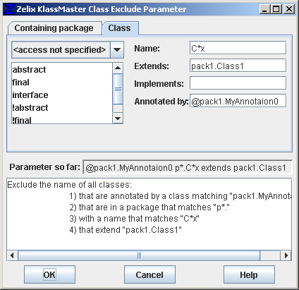 Class Exclude Parameter - Class itself