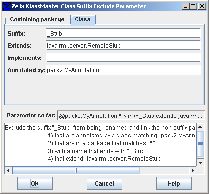 Class Suffix Exclude Parameter - Class itself