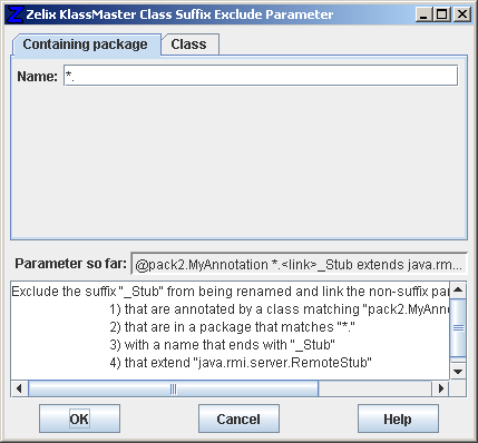 Class Suffix Exclude Parameter - Containing package