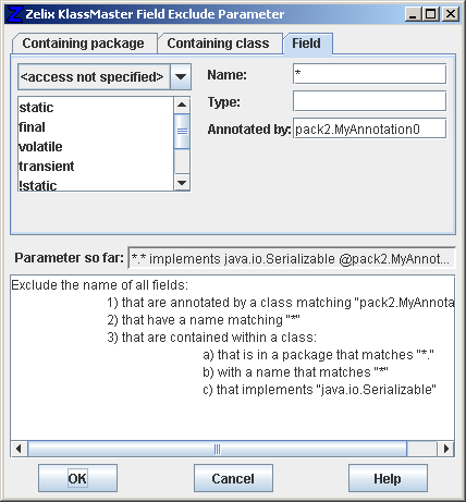 Field Exclude Parameter - Field itself
