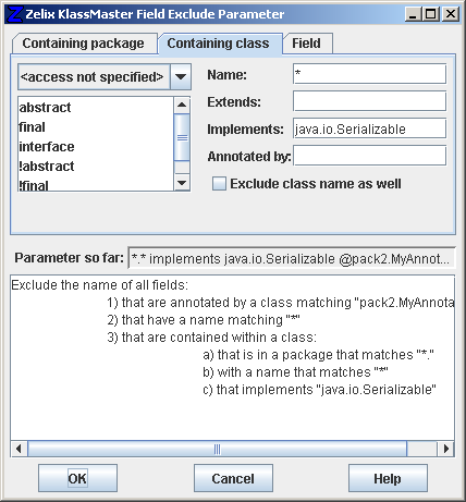 Field Exclude Parameter - Containing class