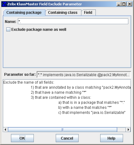 Field Exclude Parameter - Containing package