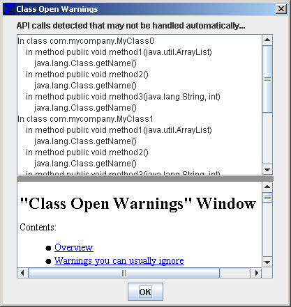 Class Open Warnings