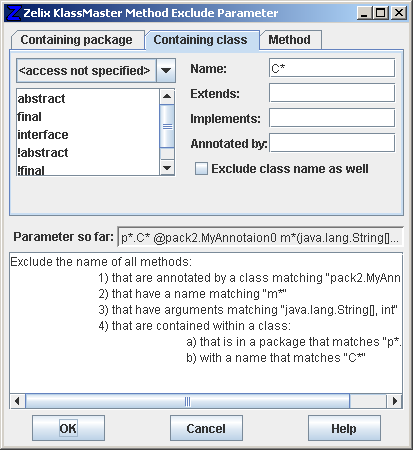 Method Exclude Parameter - Containing class