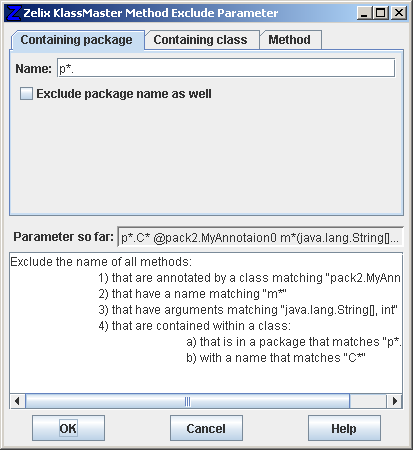 Method Exclude Parameter - Containing package