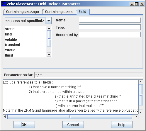 Reference Obfuscation Field Include Parameter - Field itself