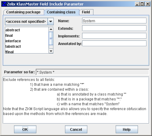 Reference Obfuscation Field Include Parameter - Containing package