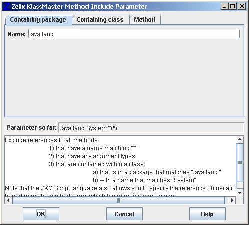 Reference Obfuscation Include Parameter - Containing package