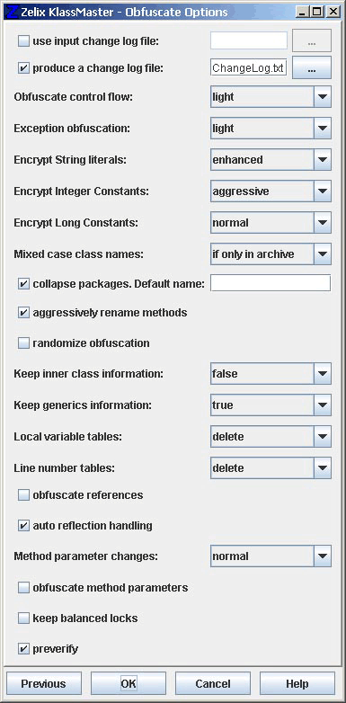 Zelix KlassMaster - Name Obfuscate Options