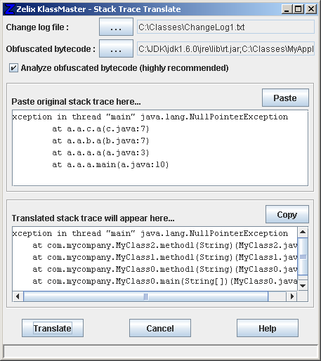 Zelix KlassMaster - Stack Trace Translate