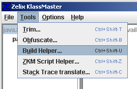 Zelix KlassMaster - Selecting Build Helper