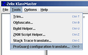 Zelix KlassMaster - Selecting ProGuard Configuration Translate