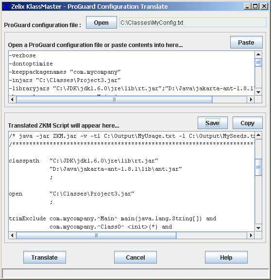 Zelix KlassMaster - ProGuard Configuration Translate
