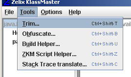 Zelix KlassMaster - Selecting Tools | Trim