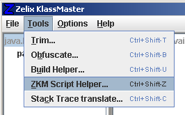 Zelix KlassMaster - Selecting ZKM Script Helper