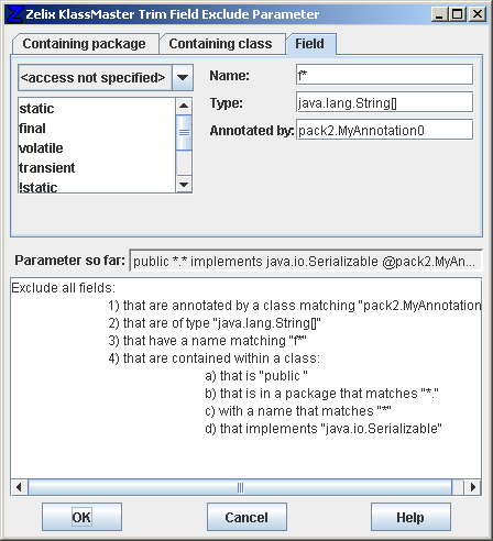 Trim Field Exclude Parameter - Field itself