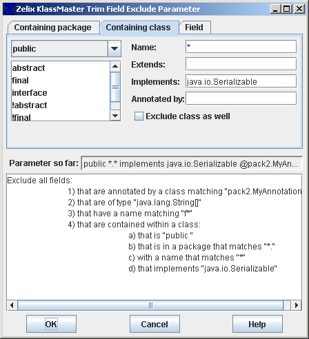 Trim Field Exclude Parameter - Containing class
